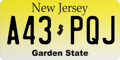NJ license plate A43PQJ