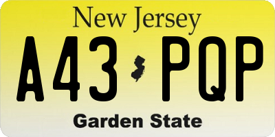 NJ license plate A43PQP