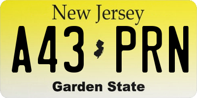 NJ license plate A43PRN