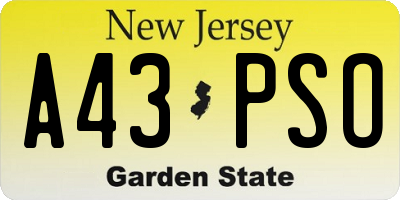 NJ license plate A43PSO