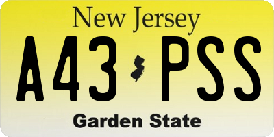NJ license plate A43PSS