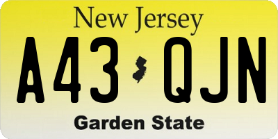 NJ license plate A43QJN