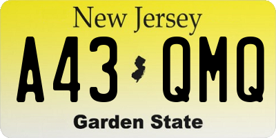 NJ license plate A43QMQ