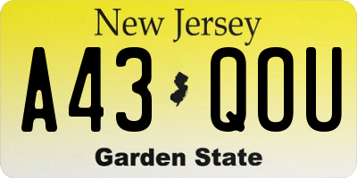 NJ license plate A43QOU
