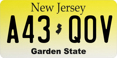 NJ license plate A43QOV