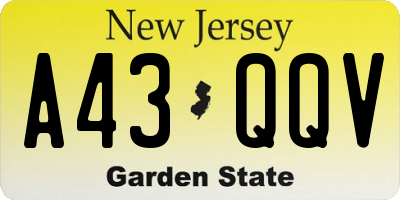 NJ license plate A43QQV
