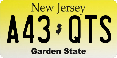 NJ license plate A43QTS