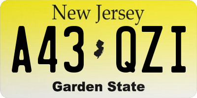 NJ license plate A43QZI