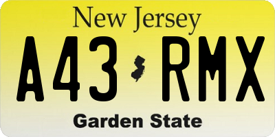 NJ license plate A43RMX