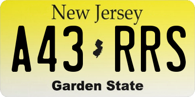 NJ license plate A43RRS