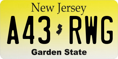 NJ license plate A43RWG