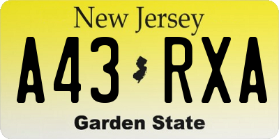NJ license plate A43RXA