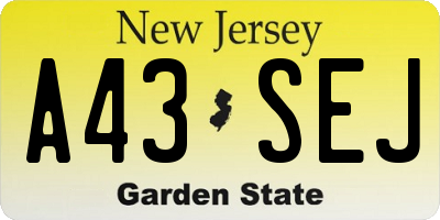 NJ license plate A43SEJ