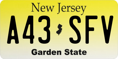 NJ license plate A43SFV