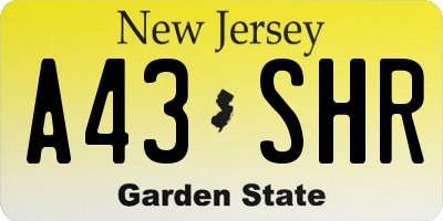 NJ license plate A43SHR