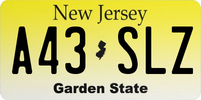 NJ license plate A43SLZ