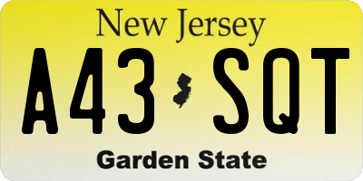 NJ license plate A43SQT