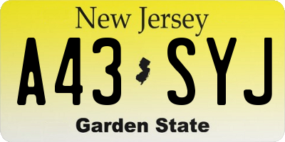 NJ license plate A43SYJ