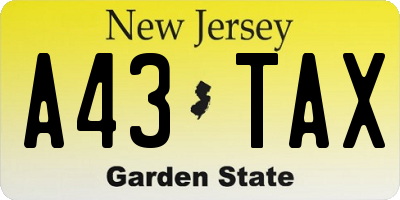 NJ license plate A43TAX