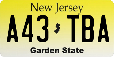 NJ license plate A43TBA