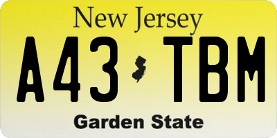 NJ license plate A43TBM