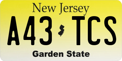 NJ license plate A43TCS