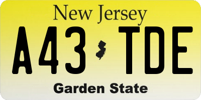 NJ license plate A43TDE