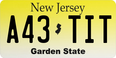 NJ license plate A43TIT