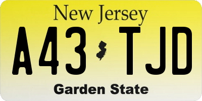 NJ license plate A43TJD