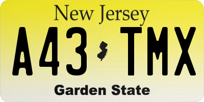NJ license plate A43TMX