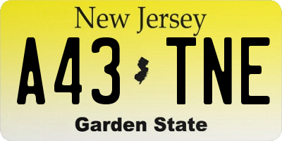 NJ license plate A43TNE