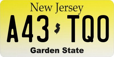 NJ license plate A43TQO