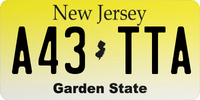 NJ license plate A43TTA