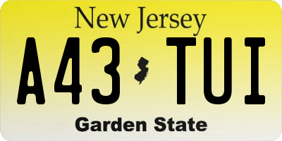 NJ license plate A43TUI