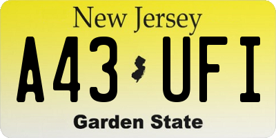 NJ license plate A43UFI
