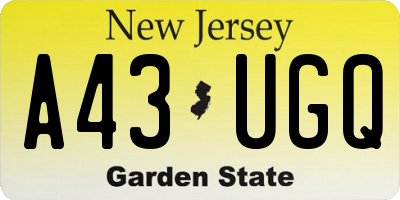 NJ license plate A43UGQ