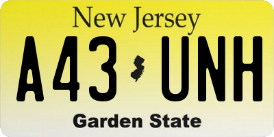 NJ license plate A43UNH