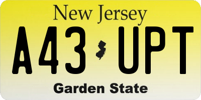 NJ license plate A43UPT