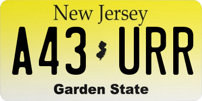 NJ license plate A43URR
