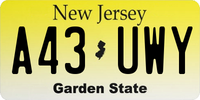 NJ license plate A43UWY