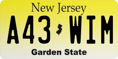 NJ license plate A43WIM