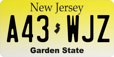 NJ license plate A43WJZ