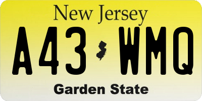 NJ license plate A43WMQ