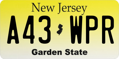 NJ license plate A43WPR