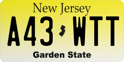 NJ license plate A43WTT