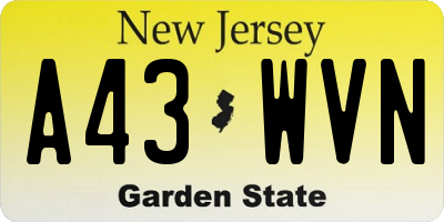NJ license plate A43WVN