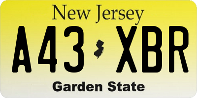 NJ license plate A43XBR