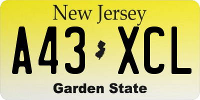 NJ license plate A43XCL