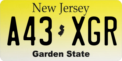 NJ license plate A43XGR