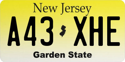 NJ license plate A43XHE